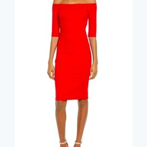 Lulus Girl Can’t Help It Bodycon off shoulder stretch red dress Size XS